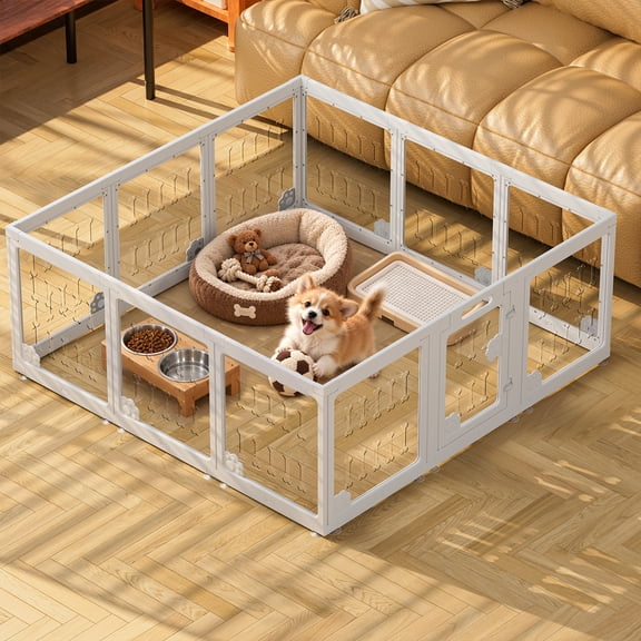 OCEYVI Acrylic Dog Playpen, 23.62" H, 12 Panels, Bone-Shaped