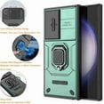 thumbnail image 3 of Dteck Compatible with Samsung Galaxy S24 Ultra Bracket Shell,with Slide Lens Cover Magnetic Metal Ring Holder Heavy Duty TPU+PC Shockproof Phone Case for Samsung Galaxy S24 Ultra 5G,Green, 3 of 7