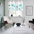 thumbnail image 4 of Blue Aqua Flower Kitchen Curtains Small Short 39 Inch Length, White Floral Plant Herb Botanical Grommet Top Bedroom Living Room Curtains, Light Filtering Cafe Curtain Drapes 2 Panels Set 55''x39'', 4 of 9