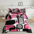 thumbnail image 2 of Erosebridal Pink Sqare Comforter Sets Queen Size,Abstract Stripes Bedding Queen Comforter Set,Geometric Decoration,Reversible,Breathable,3 Pieces, 2 of 8