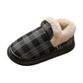 thumbnail image 5 of Rokment Plaid Christmas House Booties Slippers for Women Men Xmas Holiday Checkered Winter Fleece Lined Warm Slip on Boot Home Bedroom Memory Foam Shoes Indoor Outdoor Grey Size 7.5, 5 of 6