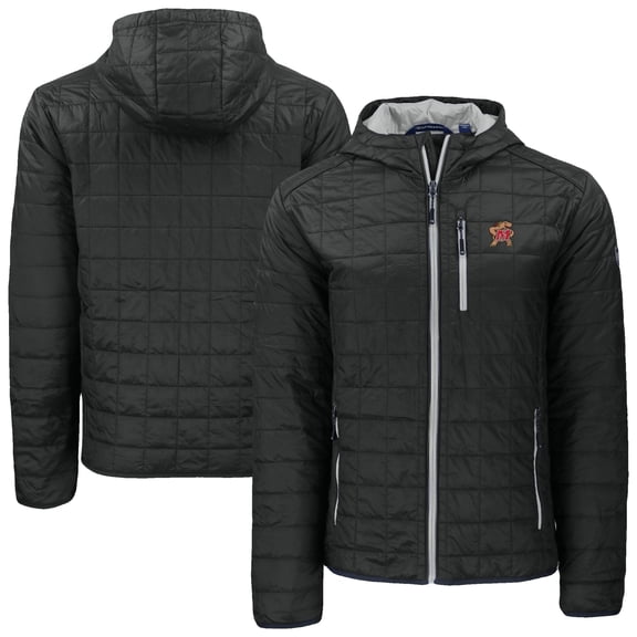 Men's-Cutter & Buck  Black Maryland Terrapins Rainier Eco PrimaLoft Hooded Full-Zip Jacket