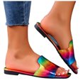 thumbnail image 3 of Bmisegm Ladies Summer Casual Shiny Leather Rainbow Colour Large Size Flat Sandal Slippers Sandals Women Summer Red 8.5, 3 of 9
