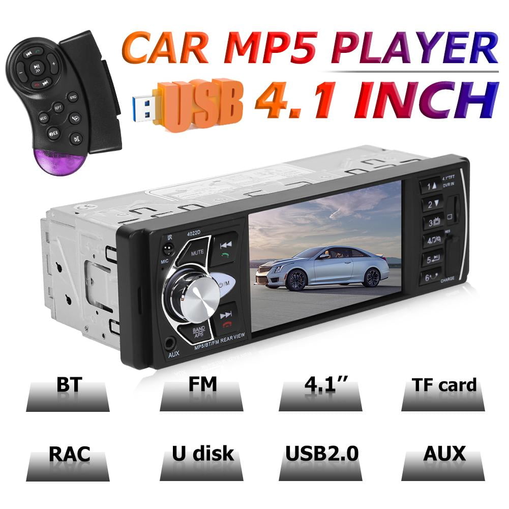 SWM Single 1DIN 4.1in Car MP5 Player Stereo AUX USB FM Radio BT Head Unit+Camera