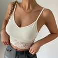 thumbnail image 5 of HAPIMO Women's Slim Camisole Tank Crop Tops Bra Spaghetti Strap Casual Tops Lace Crochet V Neck for Girls Summer Beach Tees Sleeveless Workout Shirts Trendy White, 5 of 7