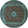 thumbnail image 1 of Ahgly Company Indoor Round Medallion Light Blue Traditional Area Rugs, 5' Round, 1 of 4