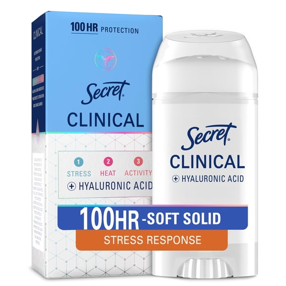 Secret Clinical 100HR Antiperspirant Deodorant, Invisible Solid, Stress Response, 2.6 oz