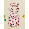 thumbnail image 4 of Musuos Baby Girls Summer Cute Romper 3-24Months Flying Sleeve Floral/Strawberry Print Bodysuit with Headband, 4 of 8