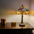 thumbnail image 2 of Amora Lighting Tiffany Style Table Lamp 23" Tall Stained Glass Red Floral Flower Vintage Light Decor Handmade Gift, 2 of 5