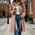 thumbnail image 2 of Dzrciro Plaid Long Coat for Women, Long Sleeve Lapel Open Front Button Checkered Trench Coat, Elegant Fashion Fall Outerwear S-2XL, 2 of 8
