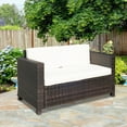 thumbnail image 2 of Outsunny Causeuse de Patio 2 Places Fauteuil de Luxe en Osier, Blanc Crème, 2 of 10