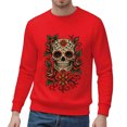 thumbnail image 2 of Halloween Sweatshirts for Men Long Sleeve Casual Crewneck Bloom Skull Graphic Sweatshirt Pullover Tops, 2 of 5