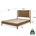 thumbnail image 5 of Christian 49" Platform Bed Frame Queen with Headboard, Rustic, Solid Wood, Dark Brown, 5 of 15