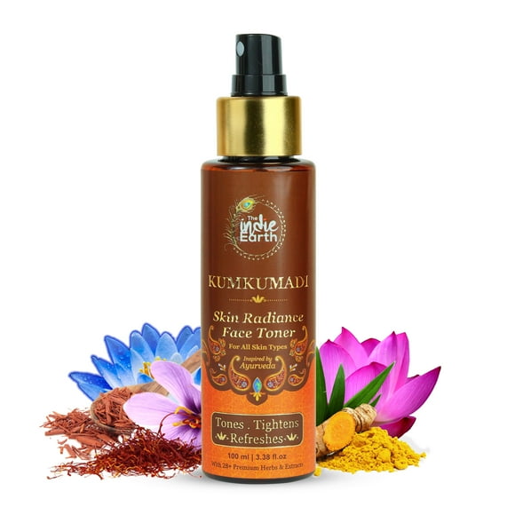 The Indie Earth 15% Kumkumadi Skin Radiance Face Toner with Kumkumadi 28+ Precious Herbs & Extracts | Nourishes & Hydrates Skin |Makes Skin Softer | Natural & Contain No Alcohol 100ml