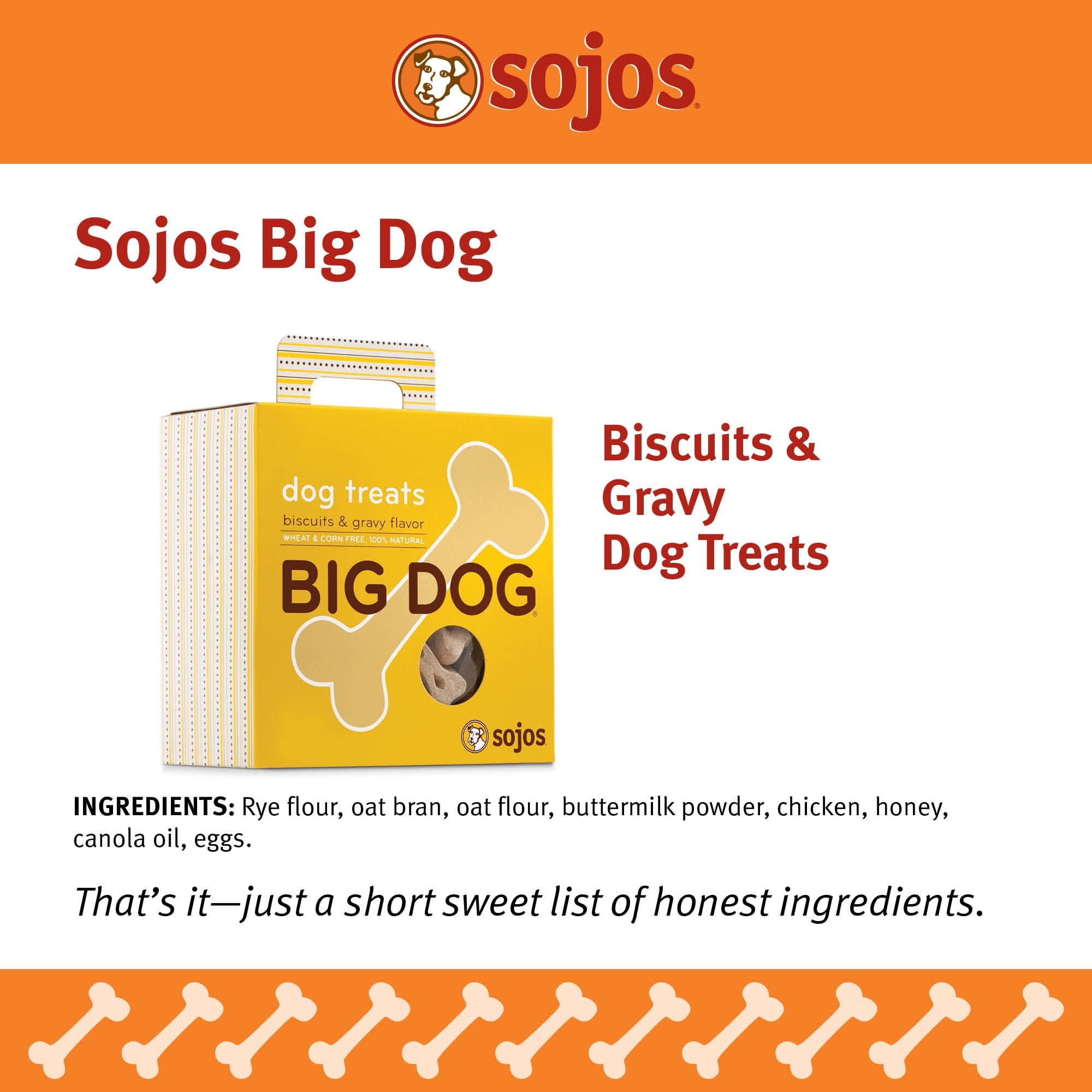 Sojos Big Dog Crunchy Natural Dog Treats, Biscuits & Gravy, 12-Ounce Box