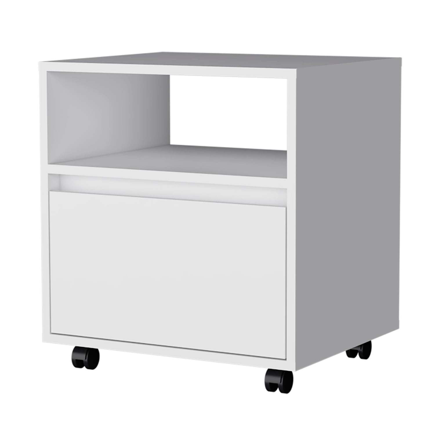 Duncan Nightstand, Contemporary Style with Open Shelf and Drawer