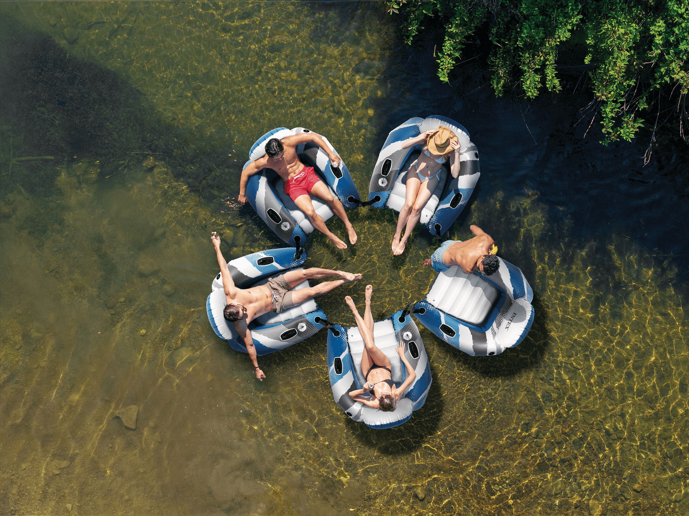 (5 pack) Intex River Run Lounge - Inflatable Floating Water Seat with Quick Connects - River Lake Pool