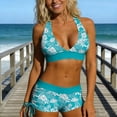 thumbnail image 6 of Fmbrln Swimsuits for Women 2 Piece with Boyshorts Fashion Floral Print Bikini Sets Trendy Halter Back Tie Modest Bathing Suits, 6 of 9