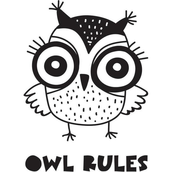 Printtoo Scrap-booking Owl Rules Text & Baby Owl Pattern Square Wooden Rubber Stamp-3 x 3 Inches