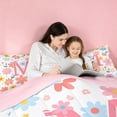 thumbnail image 5 of meiyoeat Girls Personalized Monogram M Gifts 7-Piece Twin Bedding Sets For Kids,Watercolor Kawaii Floral Bedding Comforter Set,pink Reversible, 5 of 7