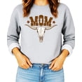 thumbnail image 2 of Mom Bull Skull Sweatshirt for Women Trendy Western Country Style Crewneck Gray Sweatshirt Adult X-Large, 2 of 7