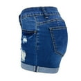 thumbnail image 6 of Ltctricy Women's Jean Shorts Trendy Mid Rise Frayed Hem Stretchy Booty Shorts Summer Casual Shorts with Pockets, 6 of 7