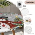 thumbnail image 5 of Round Fitted Tablecloth with Elastic Edge, Grey Christmas Waterproof Table Cloth Table Cover for 36"-44" Tables, Snowman Xmas Tree Ball Snowflake Winter Wooden Tablecloths for Dining Party Outdoor, 5 of 9