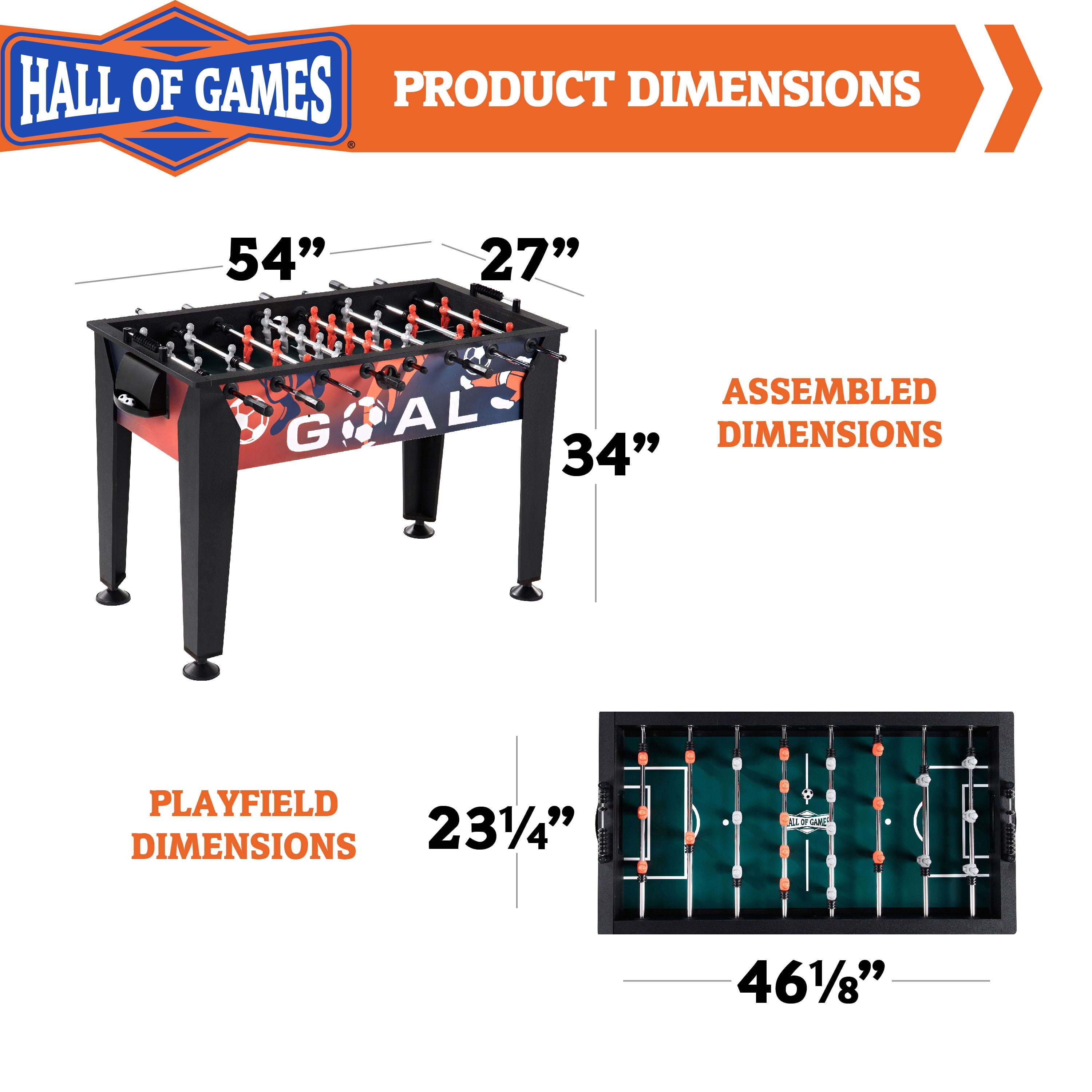 54" Arcade Foosball Table, Soccer, Easy Assembly, Accessories Included by Hall of Games