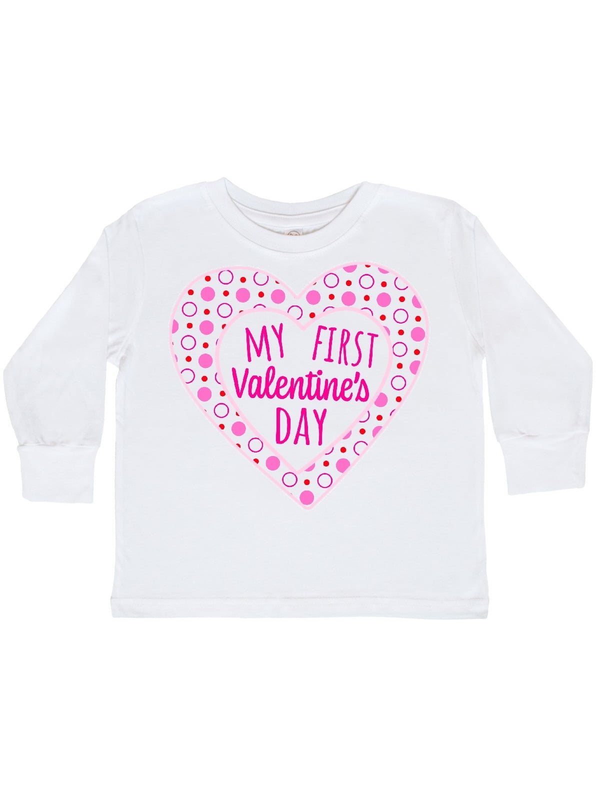INKtastic - My First Valentine's Day Pink Heart and Dots Toddler Long ...