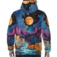 thumbnail image 7 of Pofeuu Fantasy Cosmic Landscape Print Mens Casual Hooded Collar Drawstring Hoodies Pullover Sweatshirts Casual Long Sleeve Shirts-Medium, 7 of 7