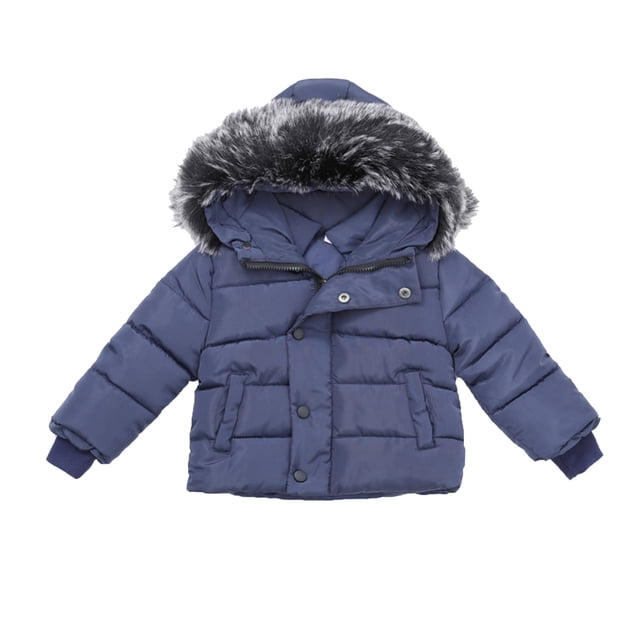 Gibobby Chamarra de invierno para bebé niñoAbrigo para niños, chaqueta de invierno para bebés, niñas, niños, con capucha, prendas de vestir para niños pe(Marina, 12-18 Meses)