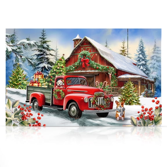 Briarwood Lane Canvas Art 24x16 Country Christmas For Christmas Large Canvas Art Large Lighted Canvas Wall Art LED Lights Christmas Themed Decor