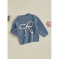 thumbnail image 3 of Suealasg Baby Girl Knit Sweater Long Sleeve Bowknot Embroidery Chunky Pullover Sweater 6M 1T 2T 3T Toddler Girl Fall Winter Warm Sweater Top, 3 of 7