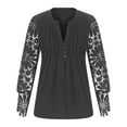 thumbnail image 6 of gakvbuo Lace Long Sleeve T-Shirts For Women Buttons Up Tunic Tops V-Neck Pleated Button Top Fall Blouses Cute Summertop Dressy Casual Work Shirts, 6 of 8
