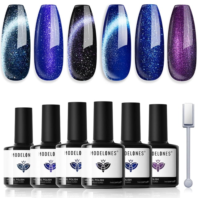 Set de esmaltes de uñas en gel modelones Cat Eye, 6 colores, 7 ml