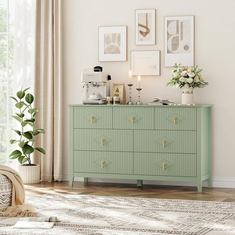 Garvee Fluted Dresser 54 Inch Wide, 7-Drawer Wood Dresser for Bedroom, Modern Chest of Drawers, Storage Organizer Cabinet for Living Room, Hallway, ... Garvee Fluted Dresser 54 Inch Wide, 7-Drawer Wood Dresser for Bedroom, Modern Chest of Drawers, Storage Organizer Cabinet for Living Room, Hallway, ...