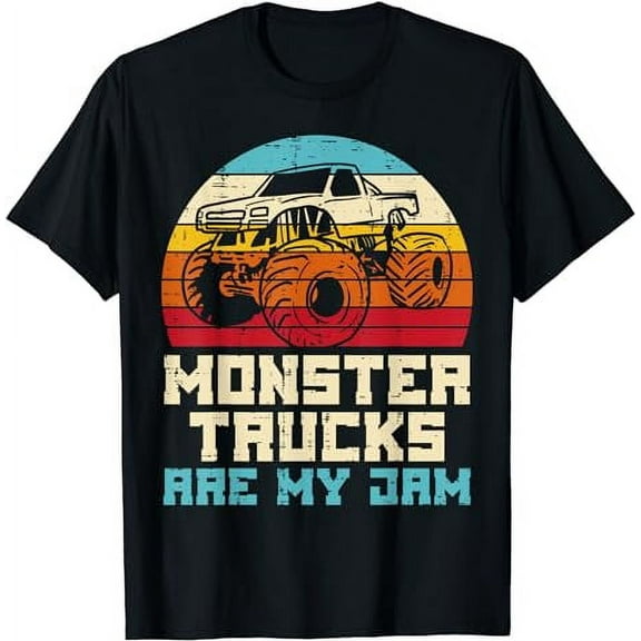 Monster Trucks Are Jam Sunset Retro Racing Men Boys Gift T-Shirt