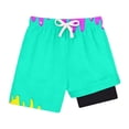 thumbnail image 4 of Glisme Boys Swim Trunks With Compression Liner Double Layer Swimwear For Kids With Ice Print Reusable Ruffle Beach Shorts Sun Protective Coastal Swim Shorts Cozy Mint Green Beachwear Size 2-3 Years, 4 of 4