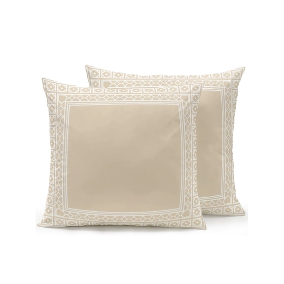Outdoor Pillows Waterproof, Bohemian Floral Tile Bedding Throw Pillows with Insert for Couch Sofa Bed, Cream Boho Sounthwest Middle Century 16x16 Inch Pillowcases Decorative Patio Pillow Set of 2
