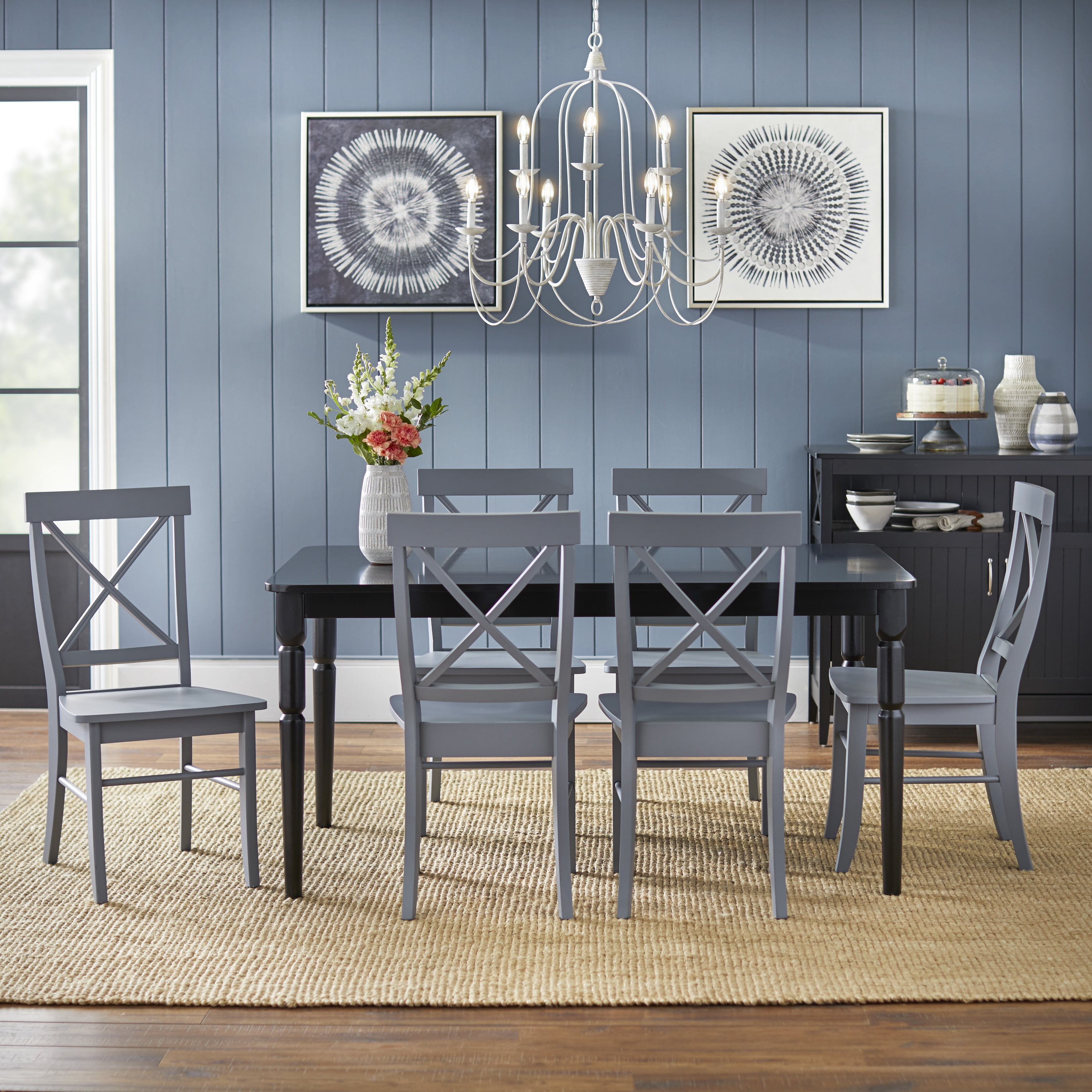 Albury Dining Chairs, Rubberwood Cross Back, Brown/Multiple Colors (Set of 2)