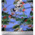 thumbnail image 1 of Soimoi Velvet Fabric Sandhill Crane,Leaves & Lotus Floral Fabric Prints by Yard 58 Inch Wide, 1 of 1