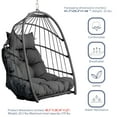 thumbnail image 3 of Outdoor Egg Chair, Hanging Swing Chair with Wrap-Around Cushions, Rattan Patio Folding Egg Chair for Porch Room, Gray Cushion, 3 of 9