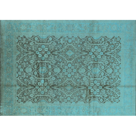 Ahgly Company Indoor Rectangle Oriental Light Blue Industrial Area Rugs, 4' x 6'