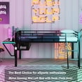 thumbnail image 3 of Bellemave Mid Loft Bed with Desk and Storage Esports Gaming Series Metal Loft Bed with LED Lights Twin Size Loft Bed Frame with Shelf for Teens, Gamers, No Box Spring Needed, Twin, 3 of 12
