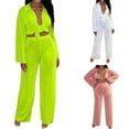 thumbnail image 4 of SAYOO Ropa de mujer de 3 piezas, blusa común, sujetador de tirantes, pantalones SAYOO moda, 4 of 5