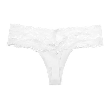 IROINNID Thong Underwear For Women High-Cut Sexy Lace Lingerie Transparent Hollow Out Solid Color Invisible Panties