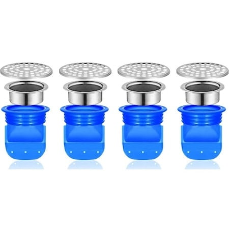 Juego de 4 válvulas antiolor para alcantarillado, Plástico, Azul