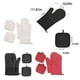 thumbnail image 4 of Cateissary 4 unids/set de guantes antiadherentes de silicona para horno, manoplas para hornear barbacoa, manoplas antideslizantes resistentes al Cocina y Comedor Romboide negro, 4 of 6