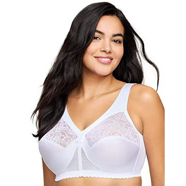 Glamorise Women's Full Figure Plus Size MagicLift Original Wirefree Support  Bra #1000, White, 56B