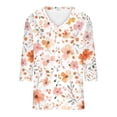 thumbnail image 4 of Giftesty Three Quarter Sleeve Tops for Women V Neck Printed T Shirts Casual Blouse&Shirt, 4 of 5